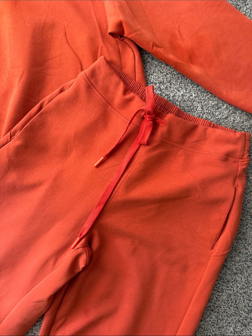 Women's Drawstring Track Pants and Pullover Sweat Set - Orange - Picture 2 of 7